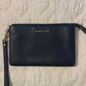 Michael Kors navy wristlet wallet